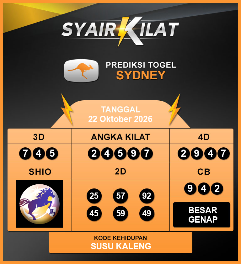 Bocoran Syair Togel Sydney Tanggal 22 Oktober 2026 Hari Kamis