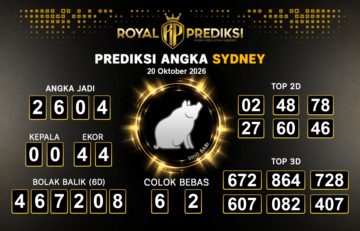 Prediksi SYDNEY 20 Oktober 2026 Hari Selasa